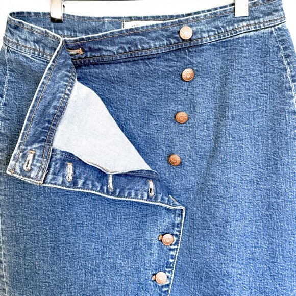 Madewell Denim Button-Front Midi Skirt Size 28 Polished Casual Modern Heritage - Picture 4 of 7